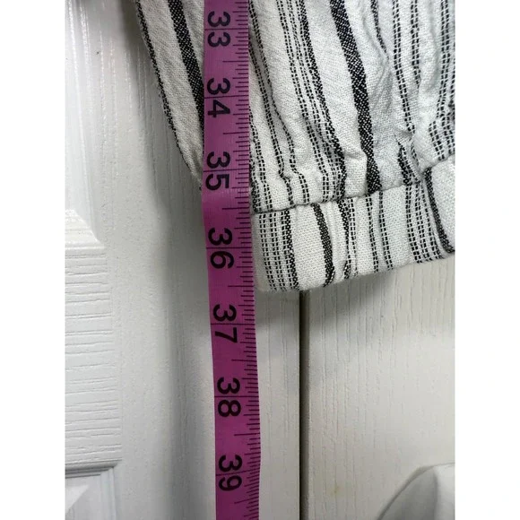 Per Se Women's Striped Drawstring Pants Size‎ M Linen Blend Casual Relaxed Fit - Picture 6 of 7